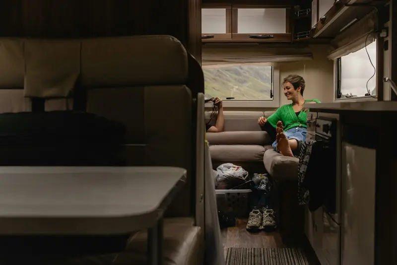 Lounge seating inside a motorhome