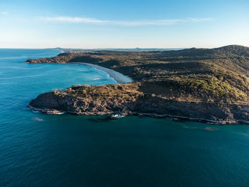 Aerial view of the Noosa Heads headland and beaches